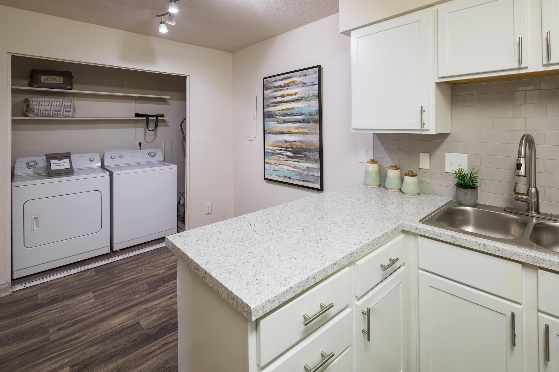 Washer and dryer connections near kitchen