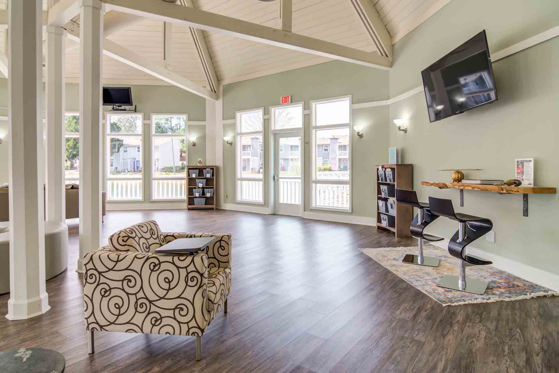 Spacious clubhouse with natural lighting