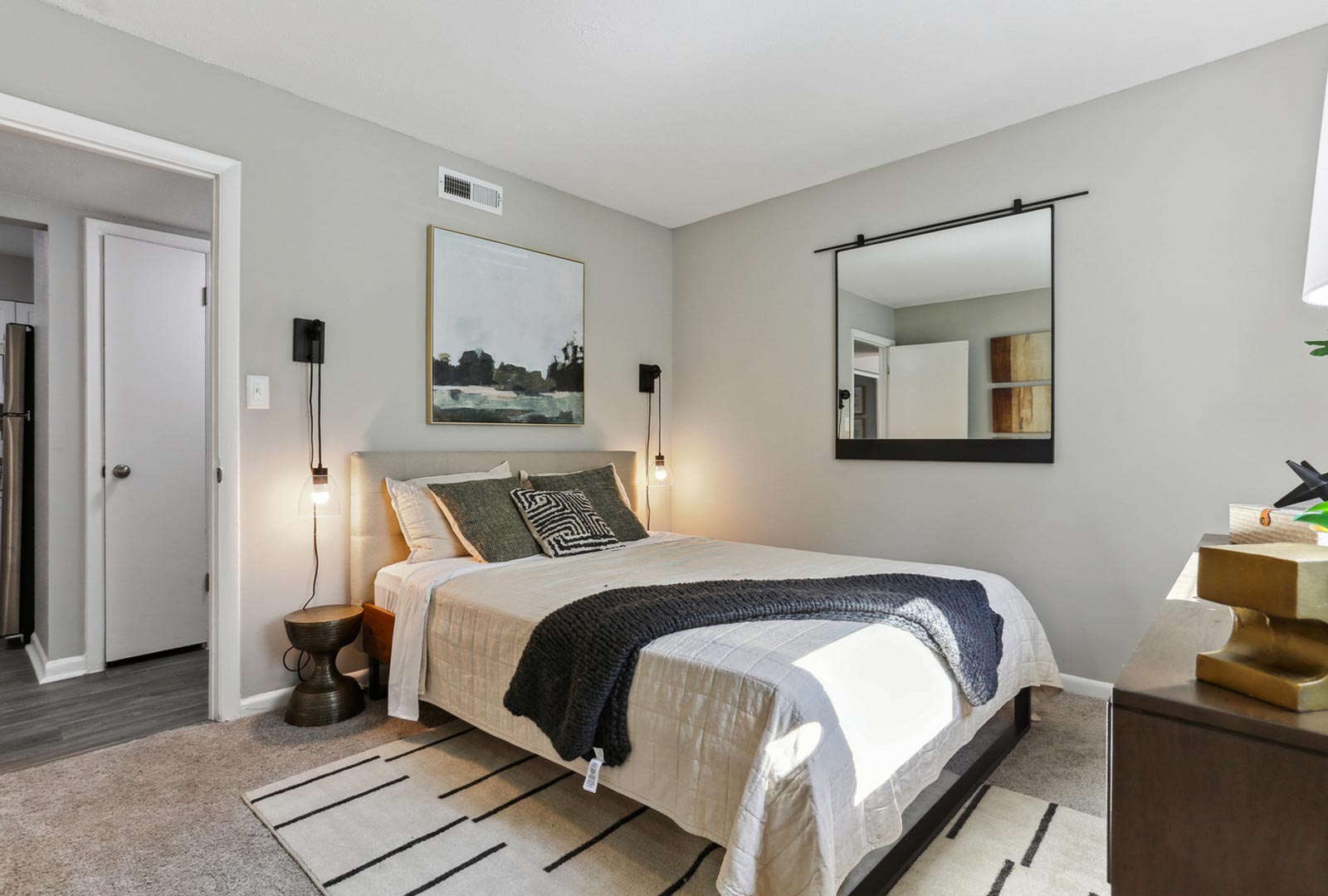Bedroom with queen size and two bedside tables