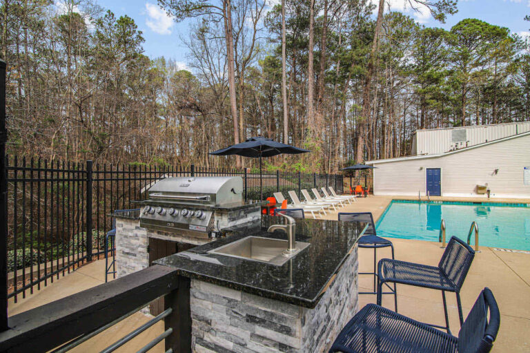 outdoor grill by the pool